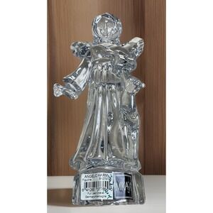 MIKASA Angel Figurine Full Lead Crystal‎ w/ Flowers & Fawn Deer Made In Germany